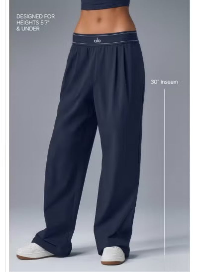 Alo Yoga  High-Rise Logo Elastic Waist Yoga Pants - Women's Lightweight Wide-Leg Athletic Trousers with Breathable Fabric for Yoga, Lounge & Casual Wear - Image 3